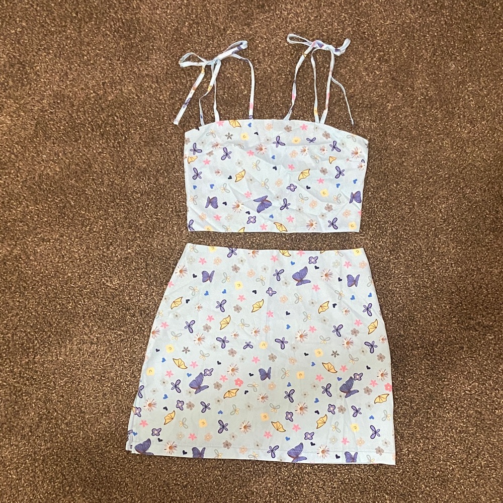 ROMWE Summer girly Skirt Set